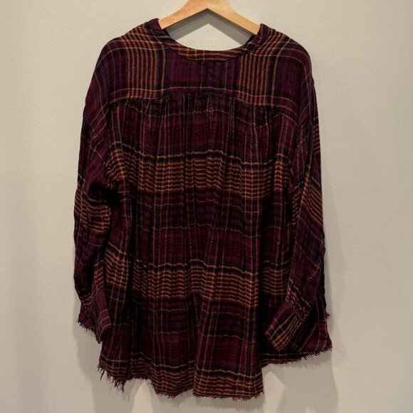 Free People Come On Over Plaid Oversized Buttondown Shirt - Picture 3 of 5